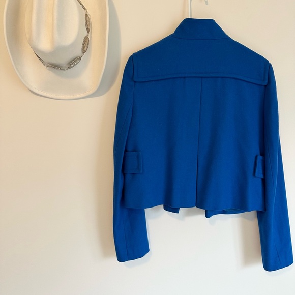 CARLISLE | Wool Blend Blue Cropped Blazer Jacket - Picture 6 of 6